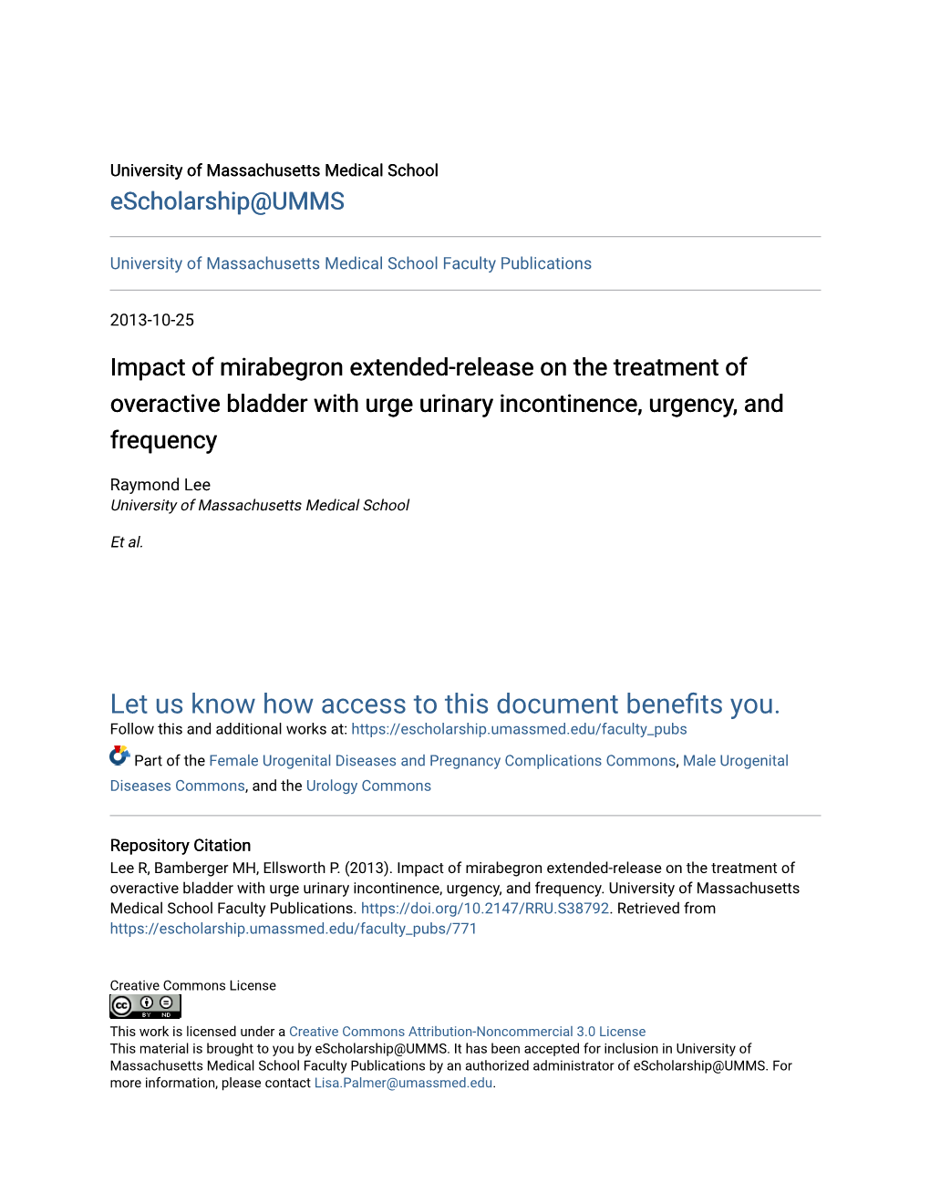 Impact of Mirabegron Extended-Release on the Treatment of Overactive Bladder with Urge Urinary Incontinence, Urgency, and Frequency