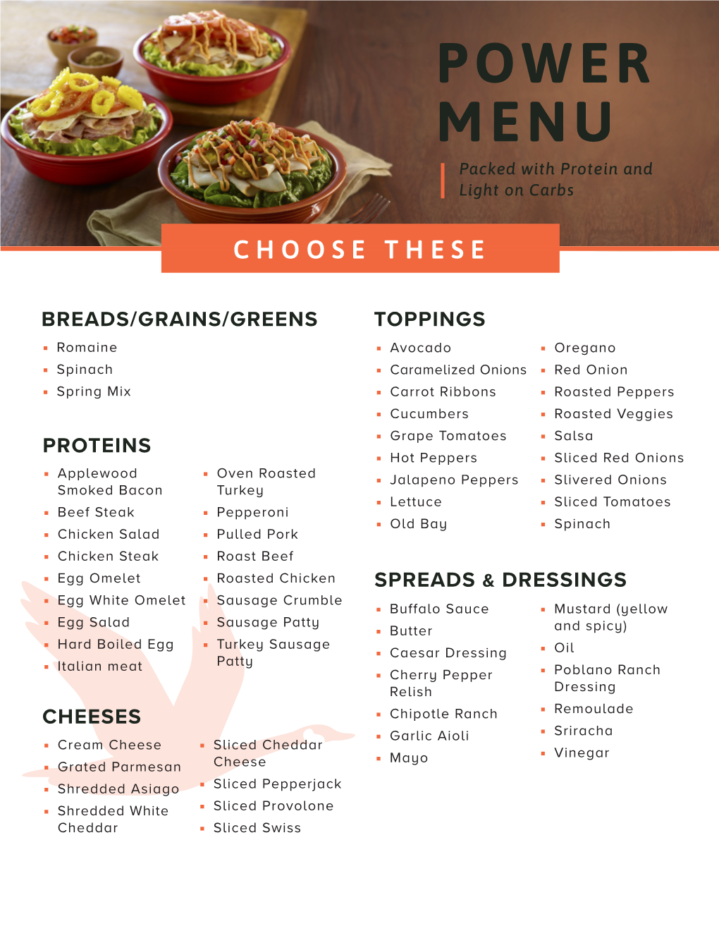 POWER MENU Packed with Protein and Light on Carbs