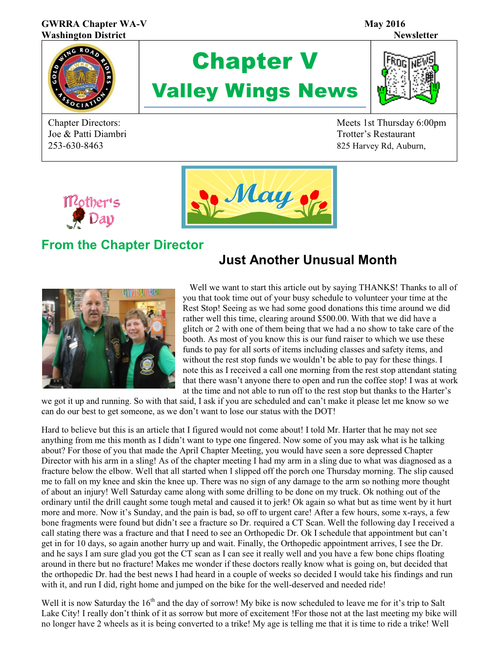 GWRRA Chapter WA-V May 2016 Washington District Newsletter