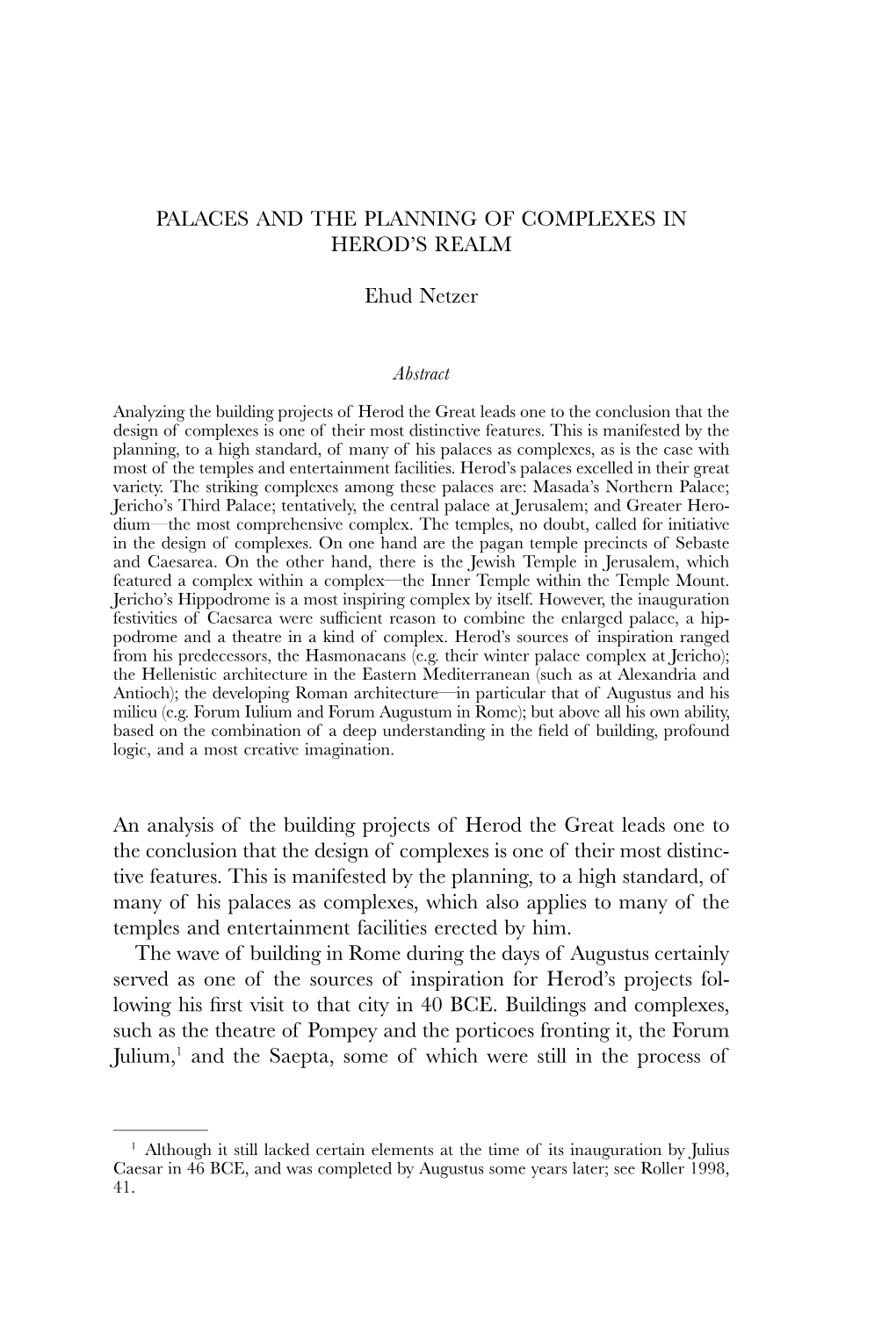 Palaces and the Planning of Complexes in Herod's Realm