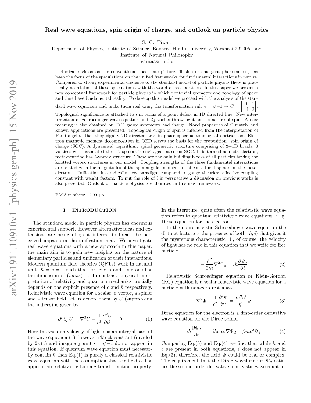 Arxiv:1911.10910V1 [Physics.Gen-Ph]