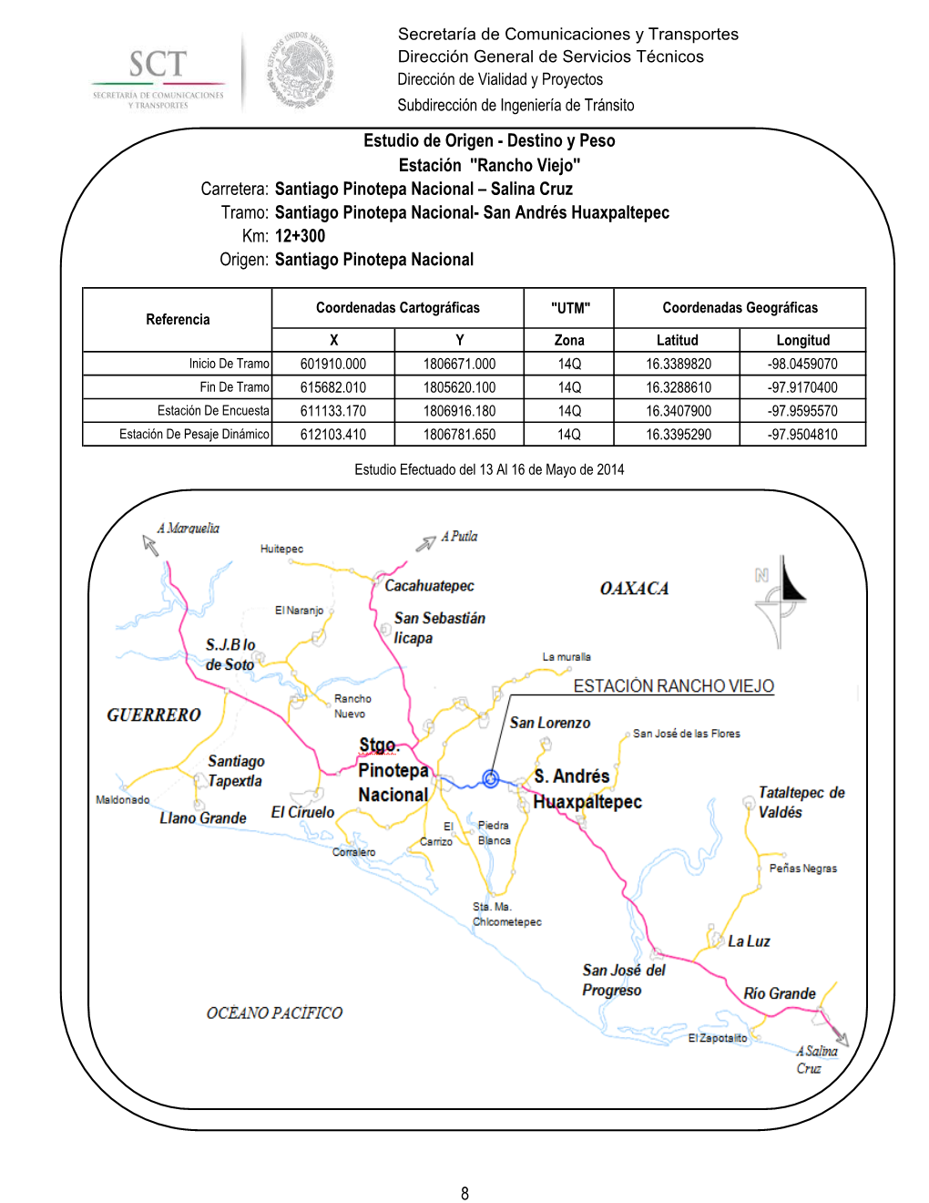 Destino Y Peso Estación ''Rancho Viejo'' Santiago Pinotepa Nacional