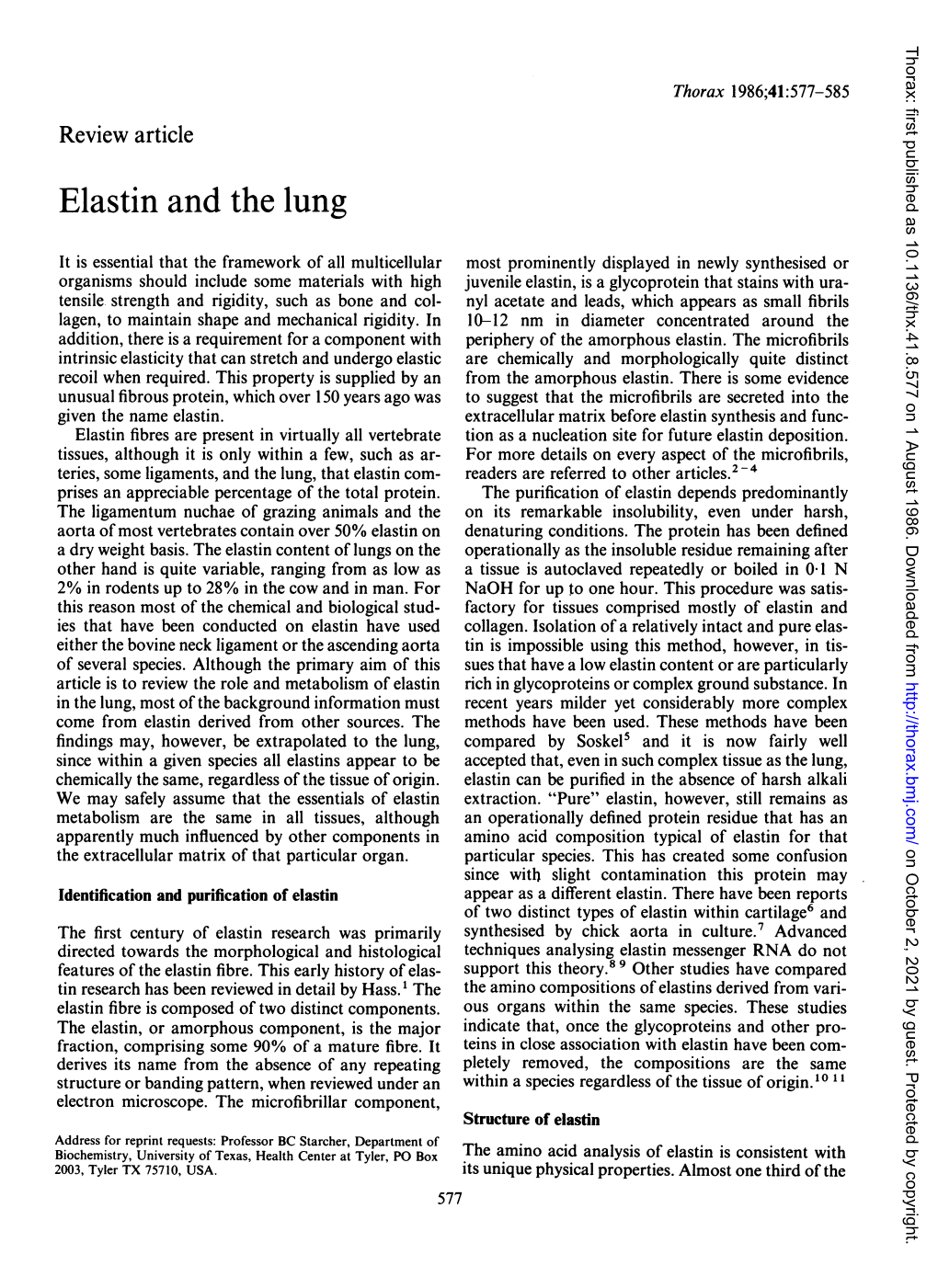 Elastin and the Lung