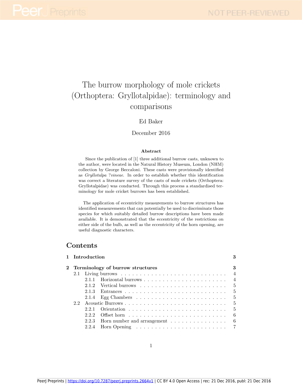 The Burrow Morphology of Mole Crickets (Orthoptera: Gryllotalpidae): Terminology and Comparisons