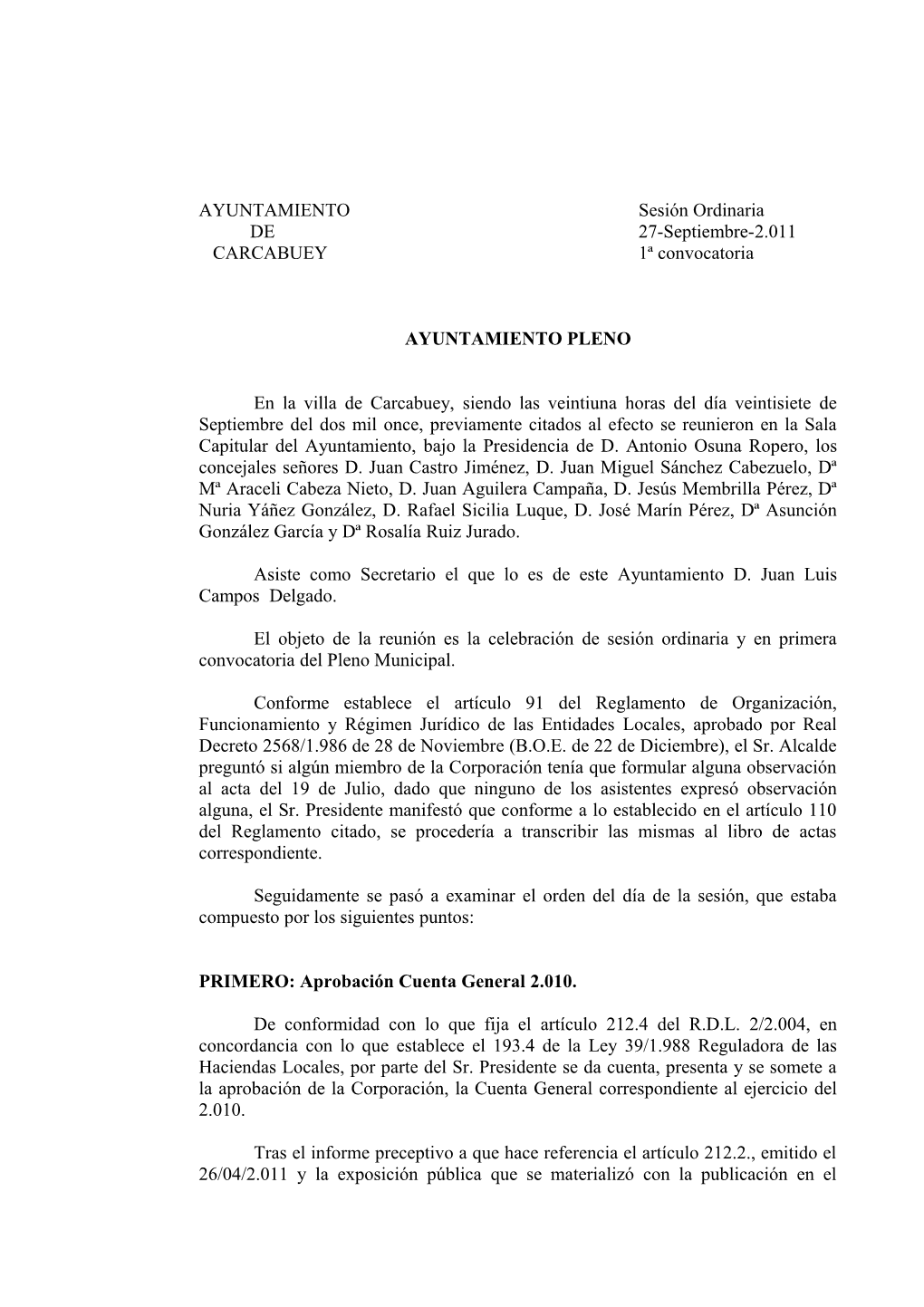 Moción Ayuntamiento De Priego Sobre Juzgado De Esa Localidad