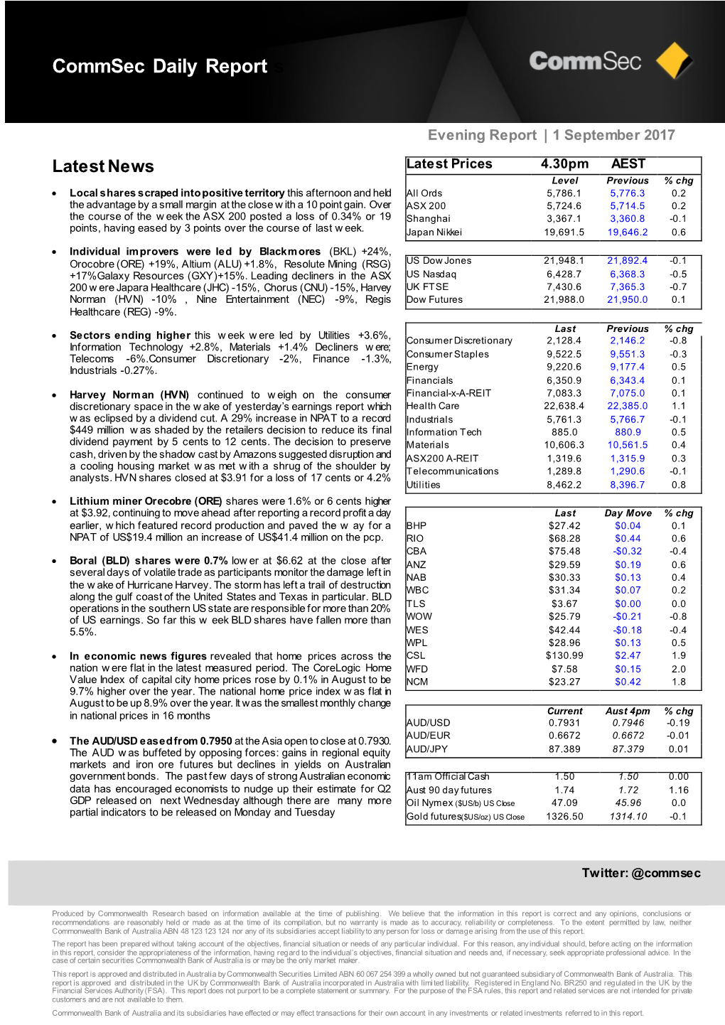 Commsec Daily Report S