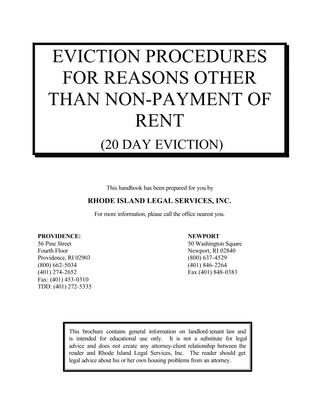 Evictions for Reasons Other Than Non-Payment of Rent Handbook.Pdf