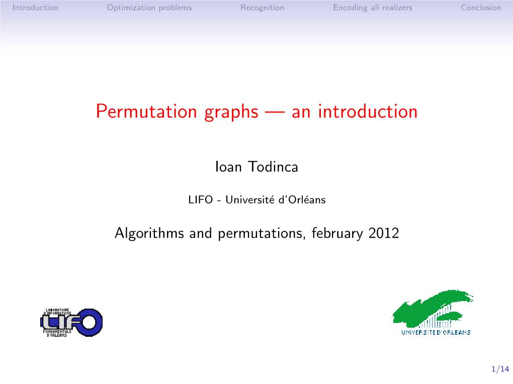 Permutation Graphs --- an Introduction