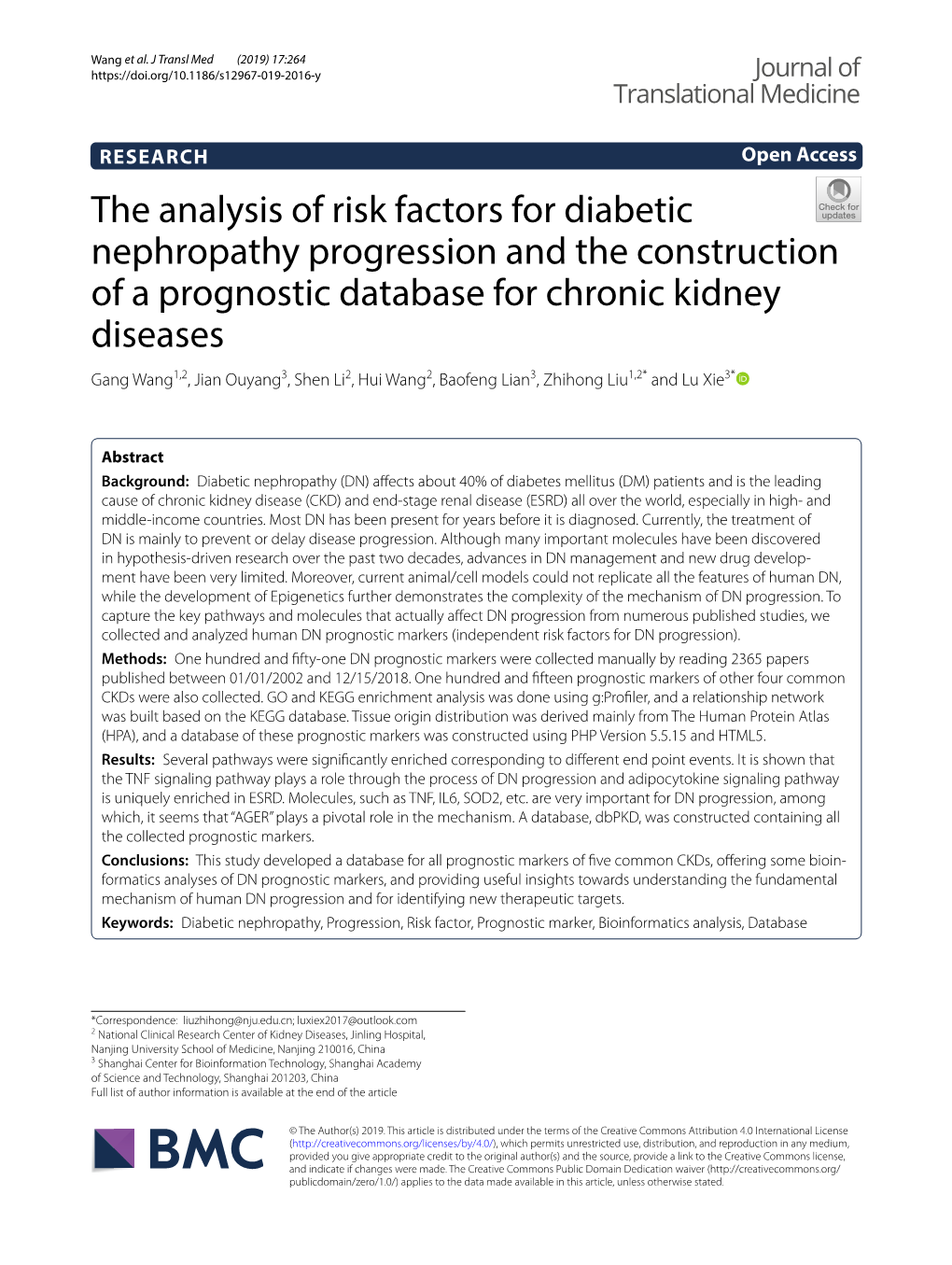 The Analysis of Risk Factors for Diabetic Nephropathy Progression and The