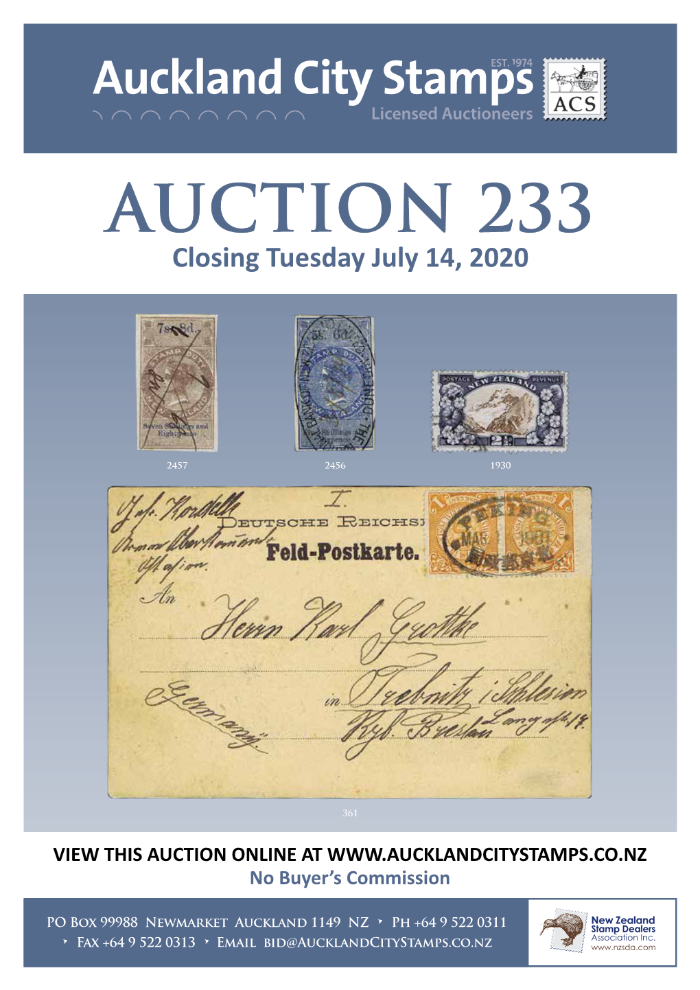 AUCTION 233 Closing Tuesday July 14, 2020