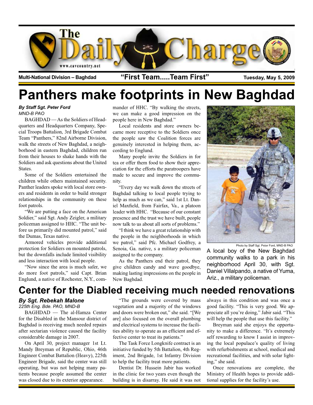Panthers Make Footprints in New Baghdad by Staff Sgt