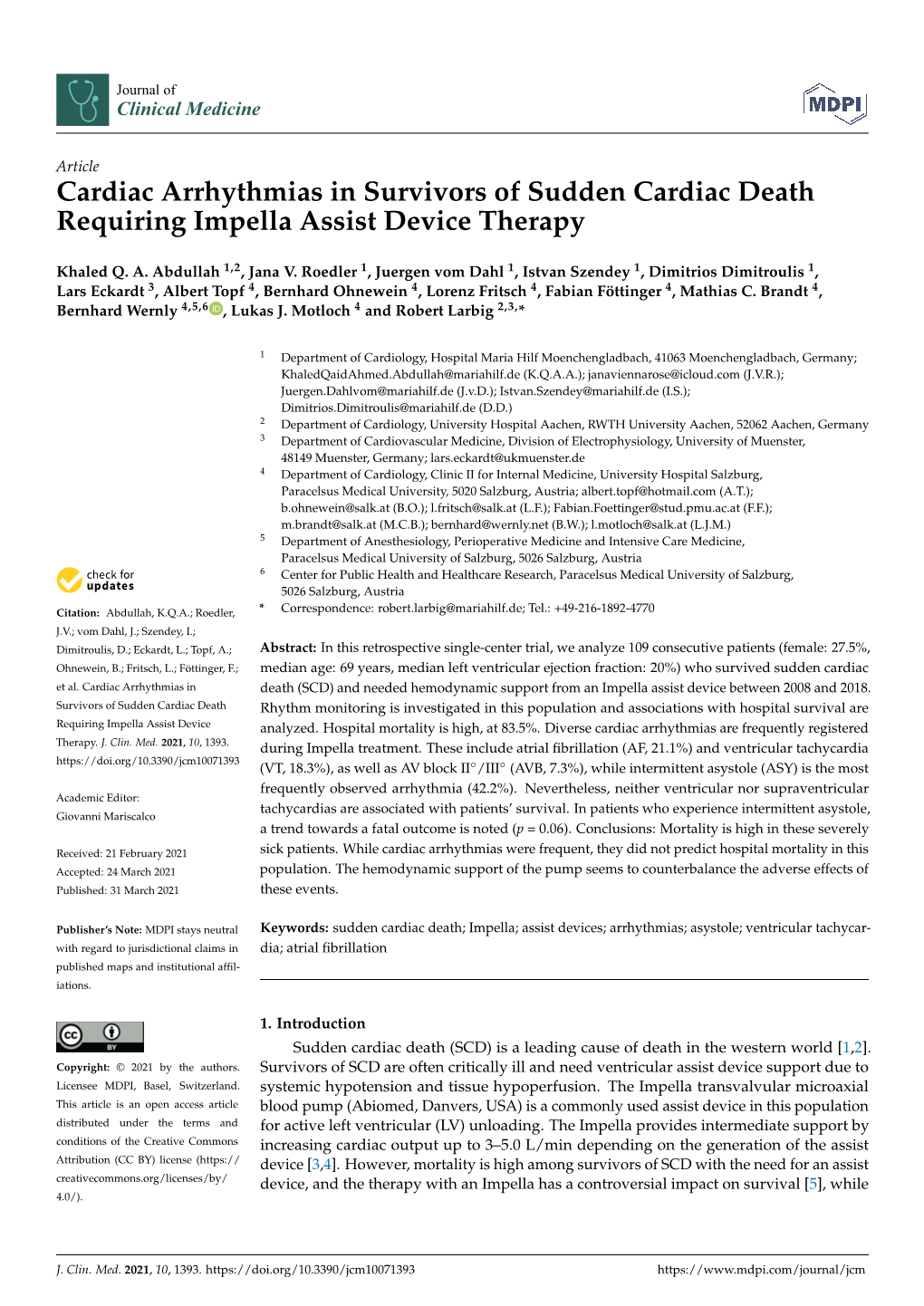 Cardiac Arrhythmias in Survivors of Sudden Cardiac Death Requiring Impella Assist Device Therapy