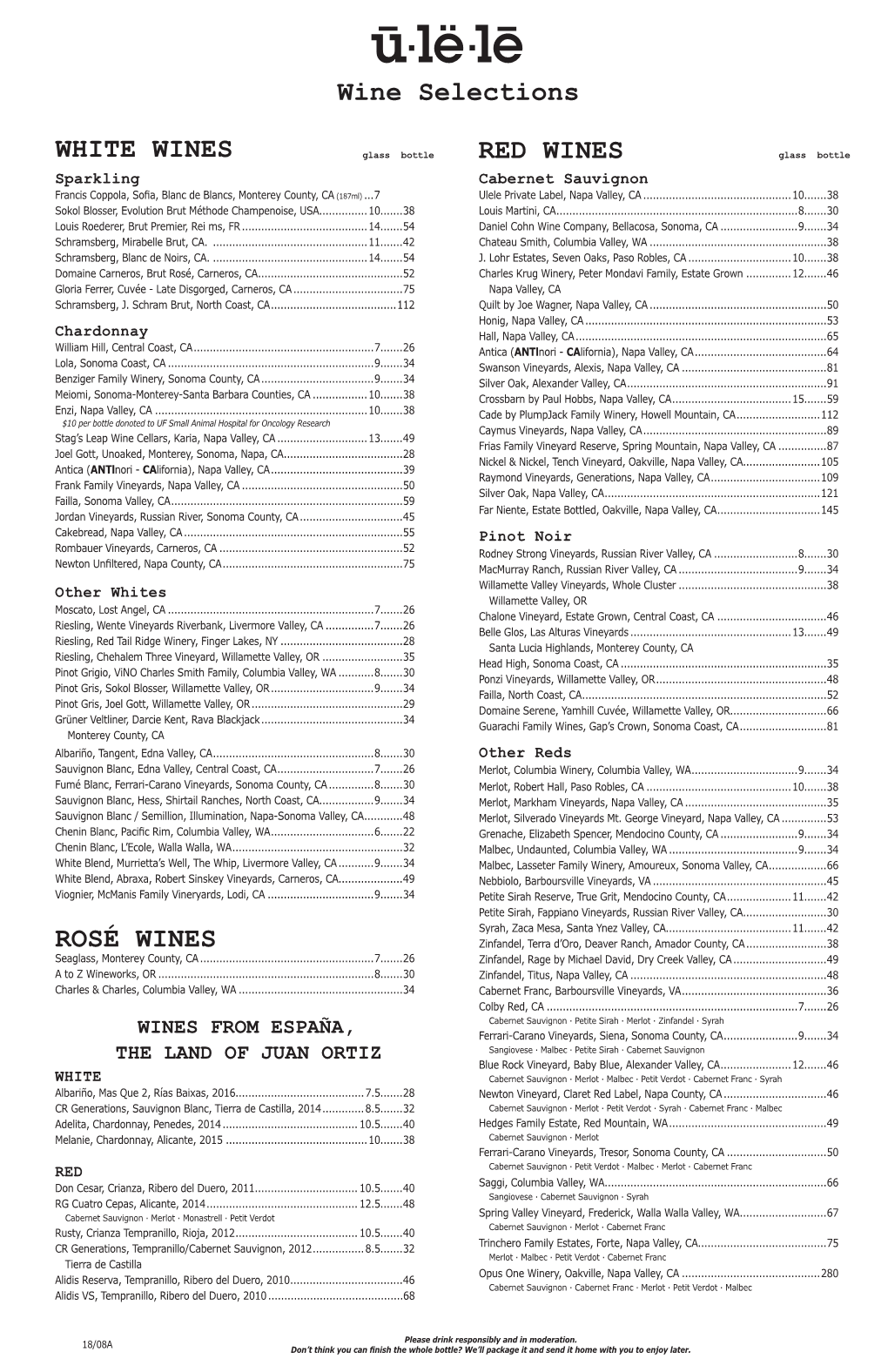 ULELE Wine List 718B.Indd