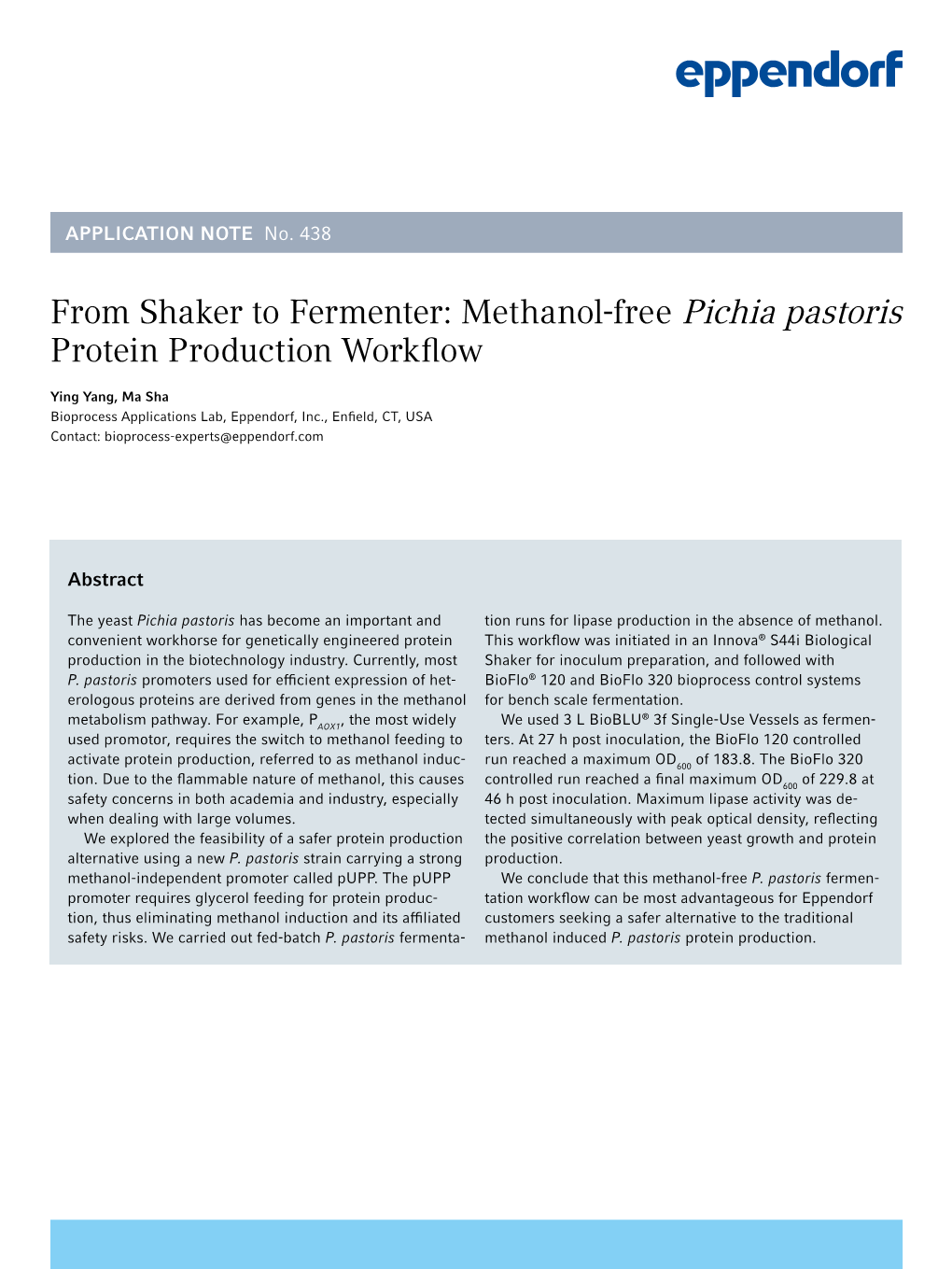 Methanol-Free Pichia Pastoris Protein Production Workflow