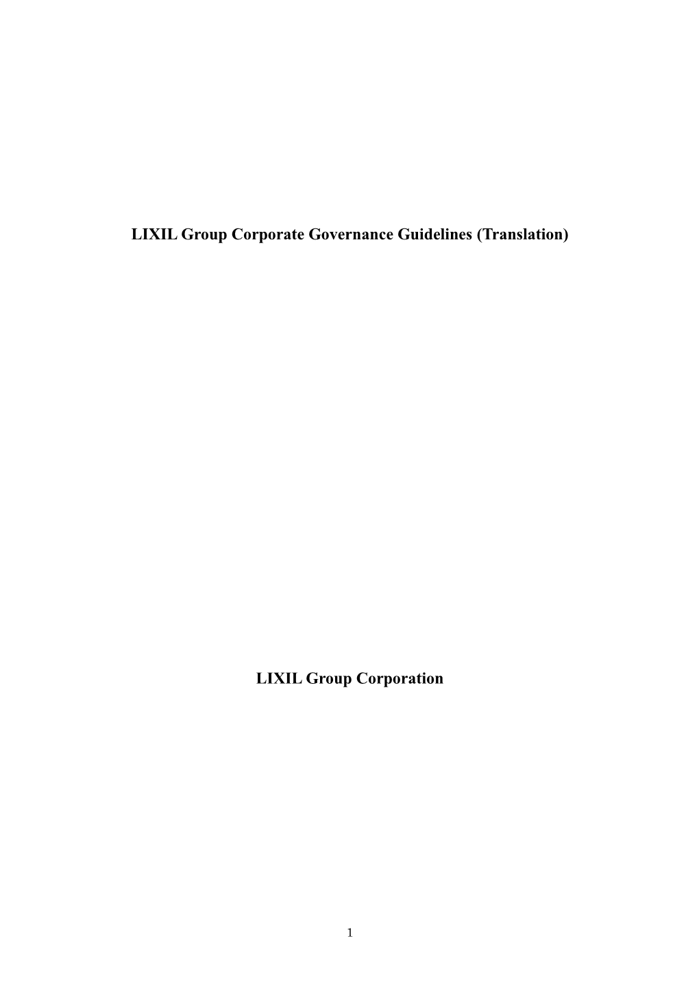 LIXIL Group Corporate Governance Guidelines (Translation)