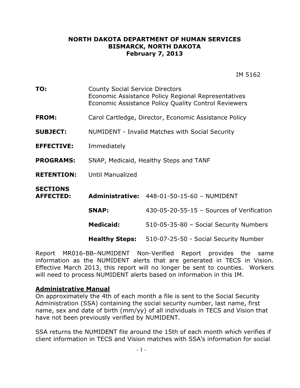 IM 5162 Numident Invalid Matches with Social Security