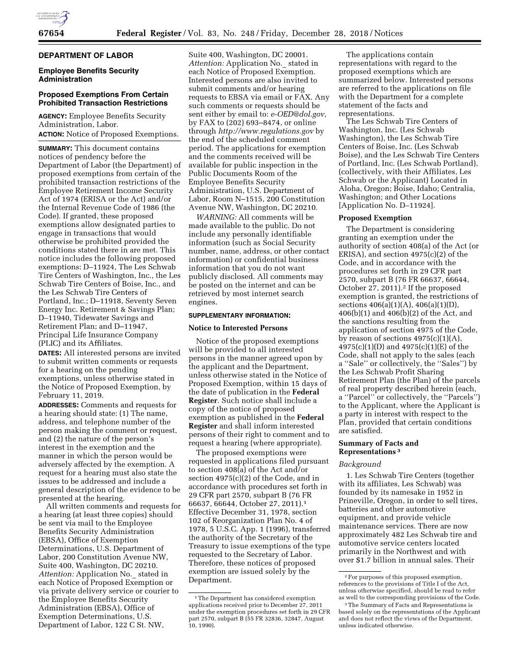 Federal Register/Vol. 83, No. 248/Friday, December 28, 2018