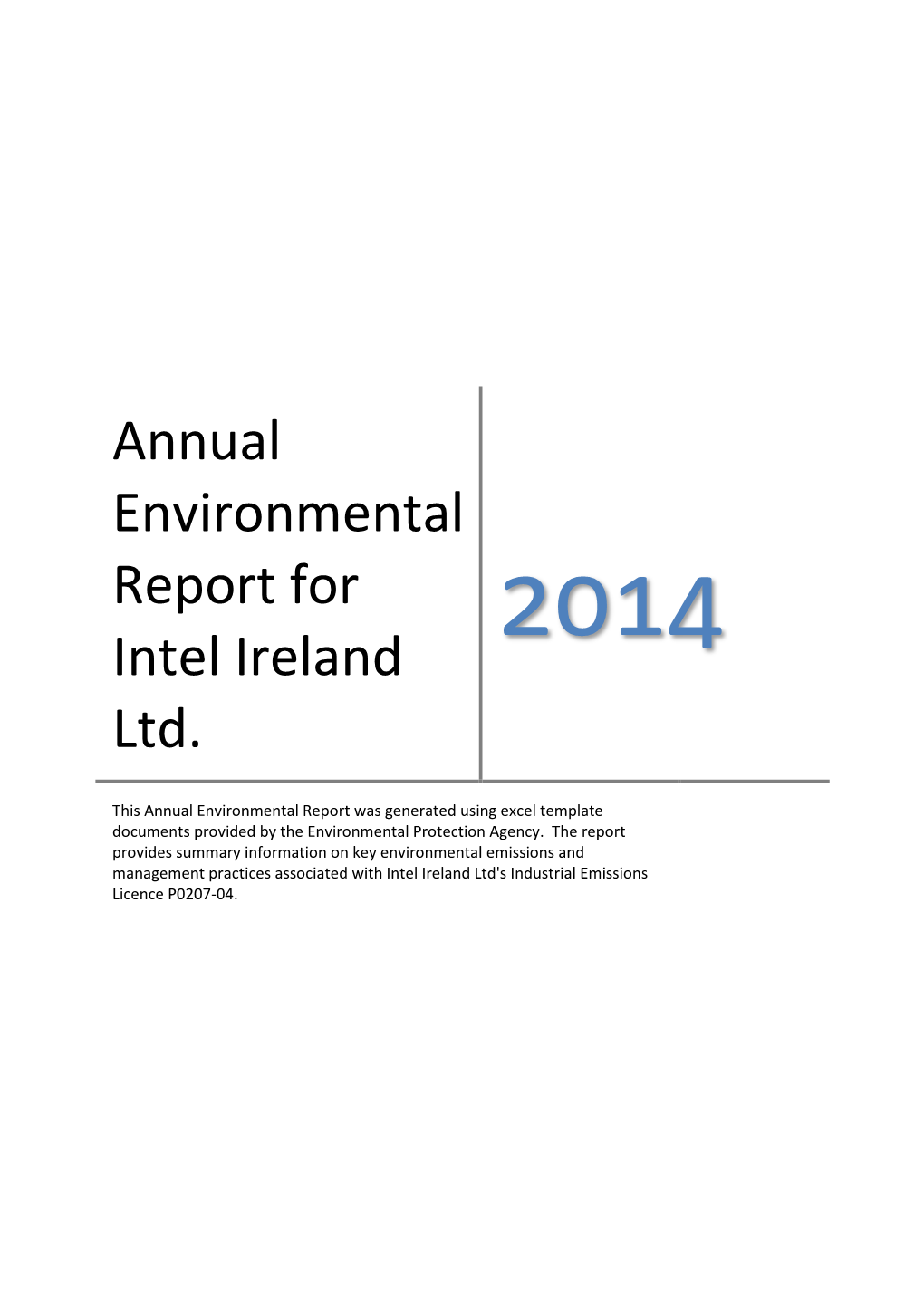 Annual Environmental Report for Intel Ireland Ltd