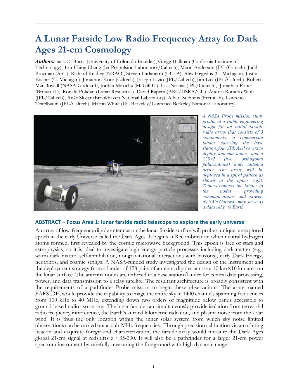 A Lunar Farside Low Radio Frequency Array for Dark Ages 21-Cm Cosmology Authors: Jack O