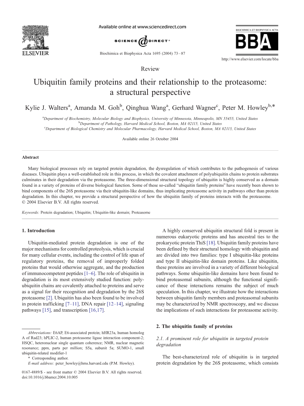 Ubiquitin Family Proteins and Their Relationship to the Proteasome: a Structural Perspective