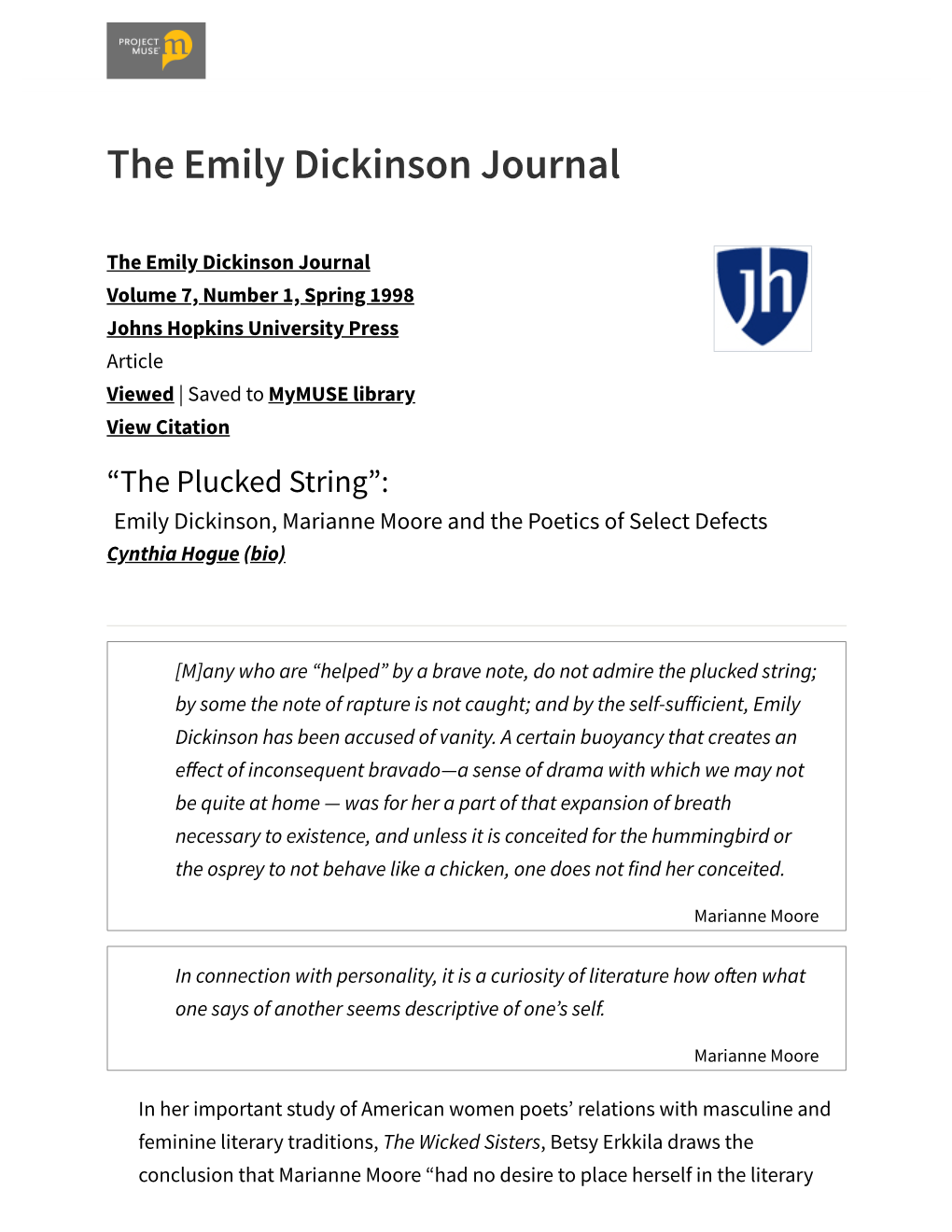 The Emily Dickinson Journal