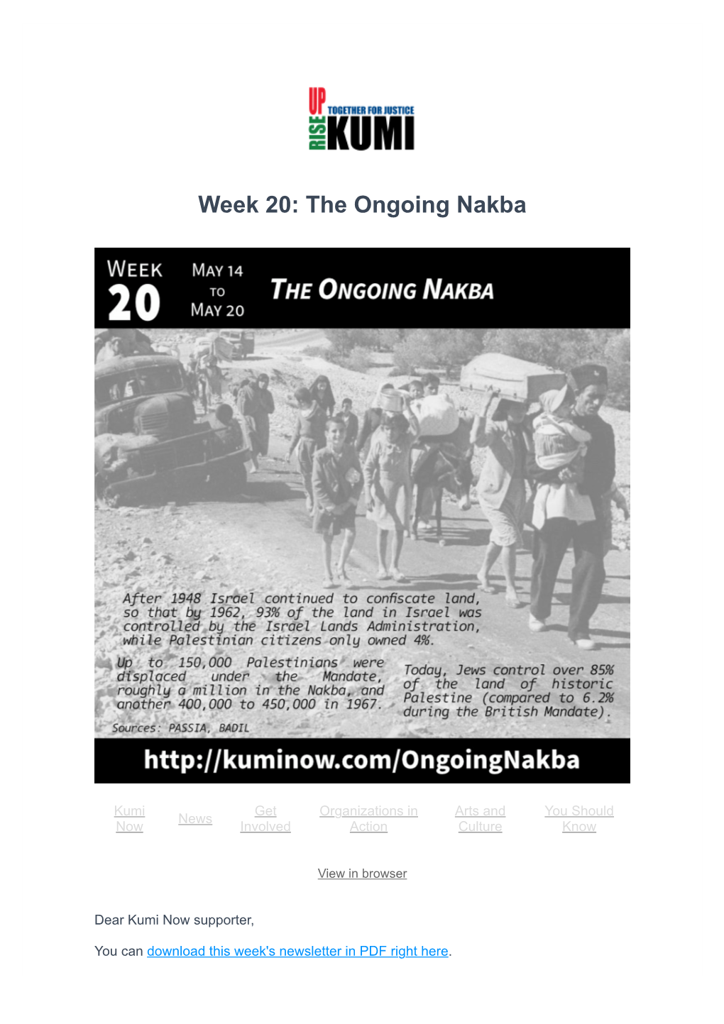 Week 20: the Ongoing Nakba