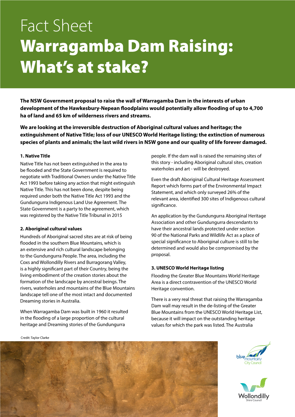 Fact Sheet Warragamba Dam Raising: What's at Stake?