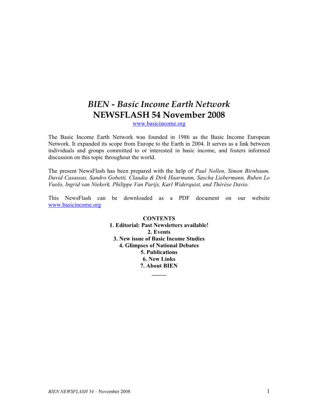 BIEN - Basic Income Earth Network