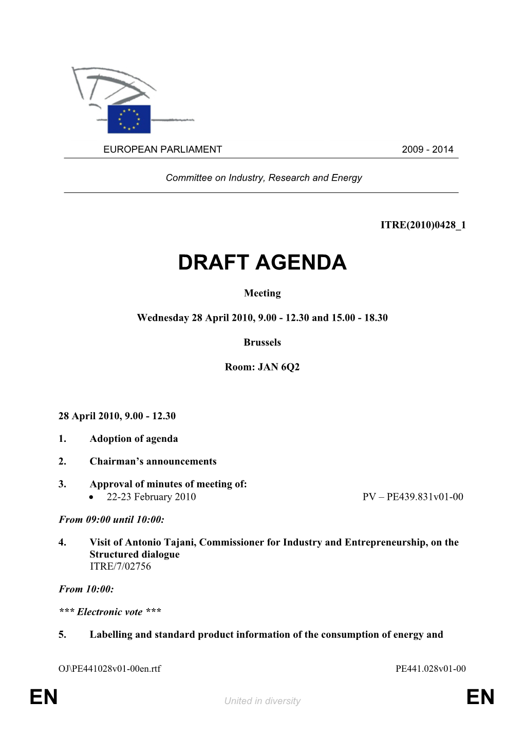 En En Draft Agenda