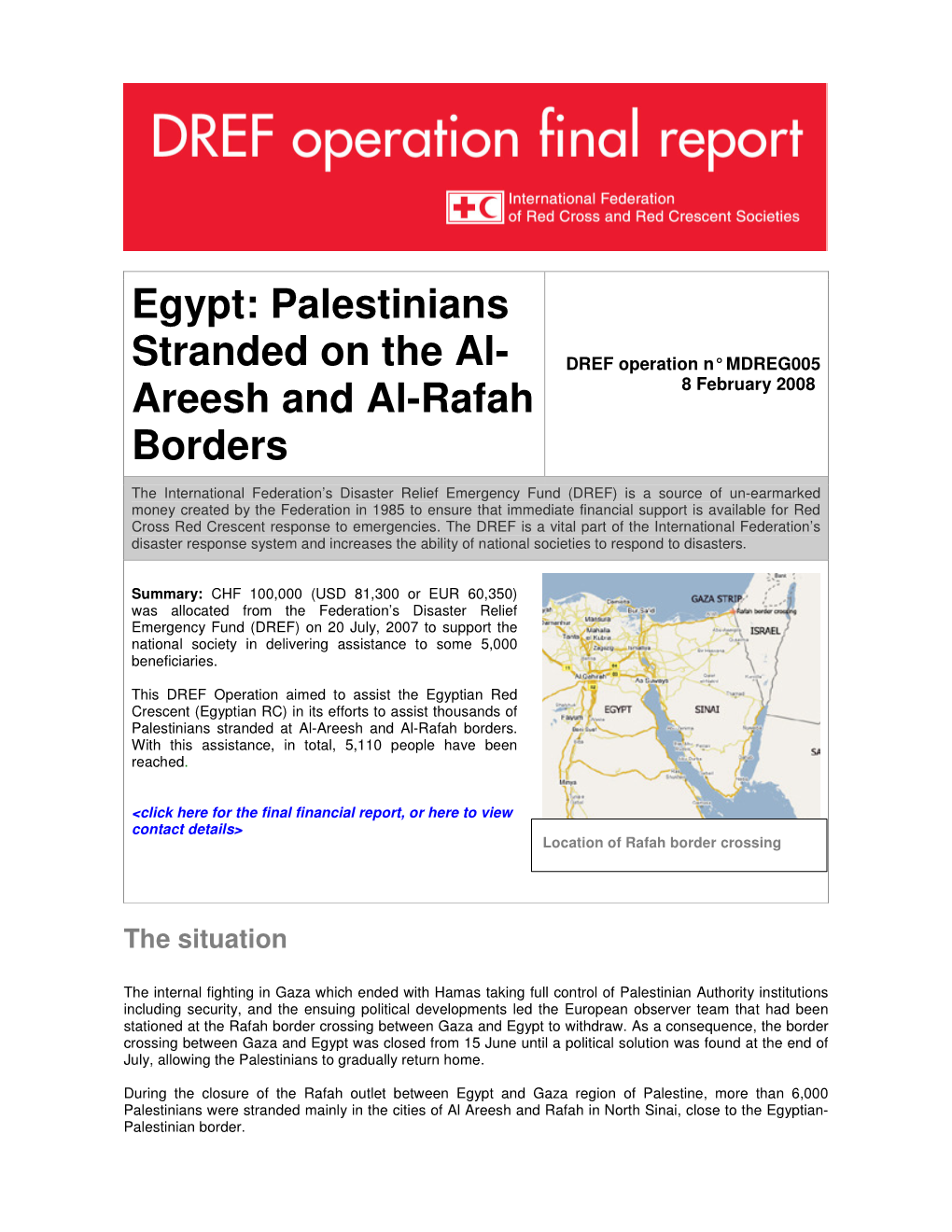 Egypt: Palestinians Stranded on the Al- Areesh and Al-Rafah Borders