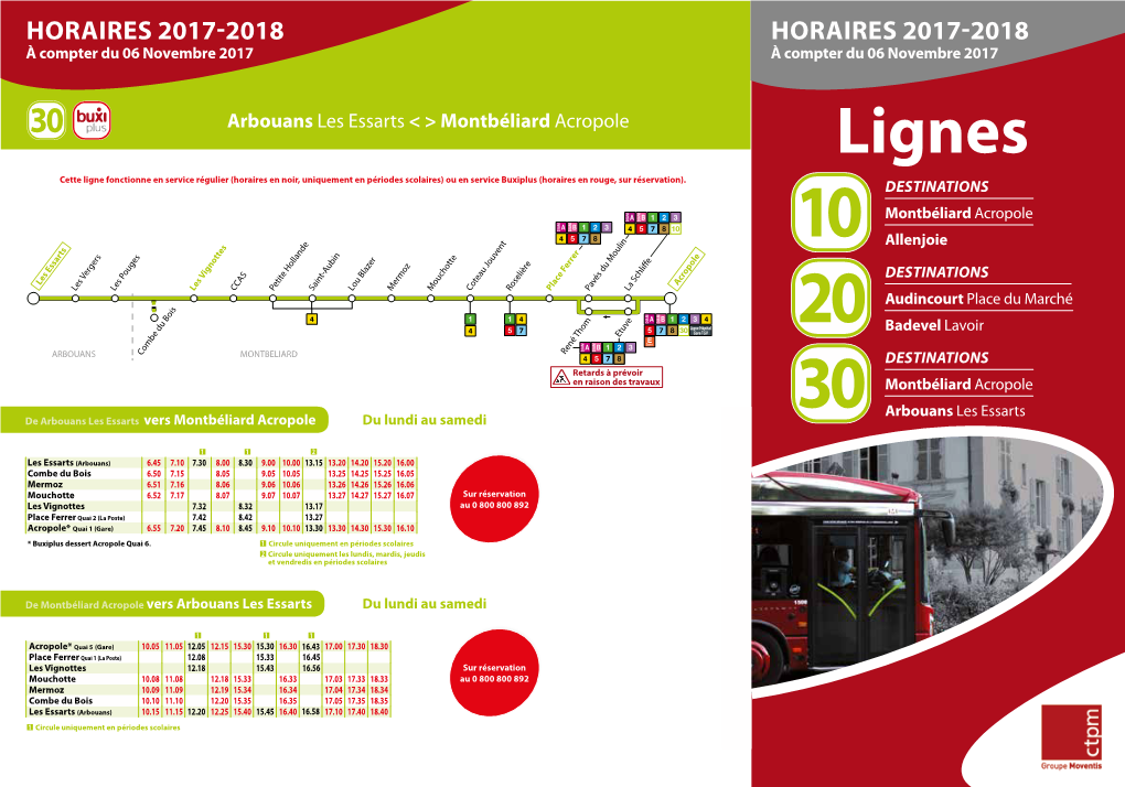 Lignes Cette Ligne Fonctionne En Service Régulier (Horaires En Noir, Uniquement En Périodes Scolaires) Ou En Service Buxiplus (Horaires En Rouge, Sur Réservation)