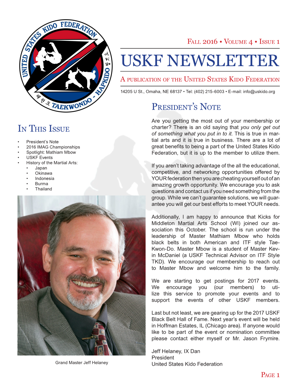 Uskf Newsletter