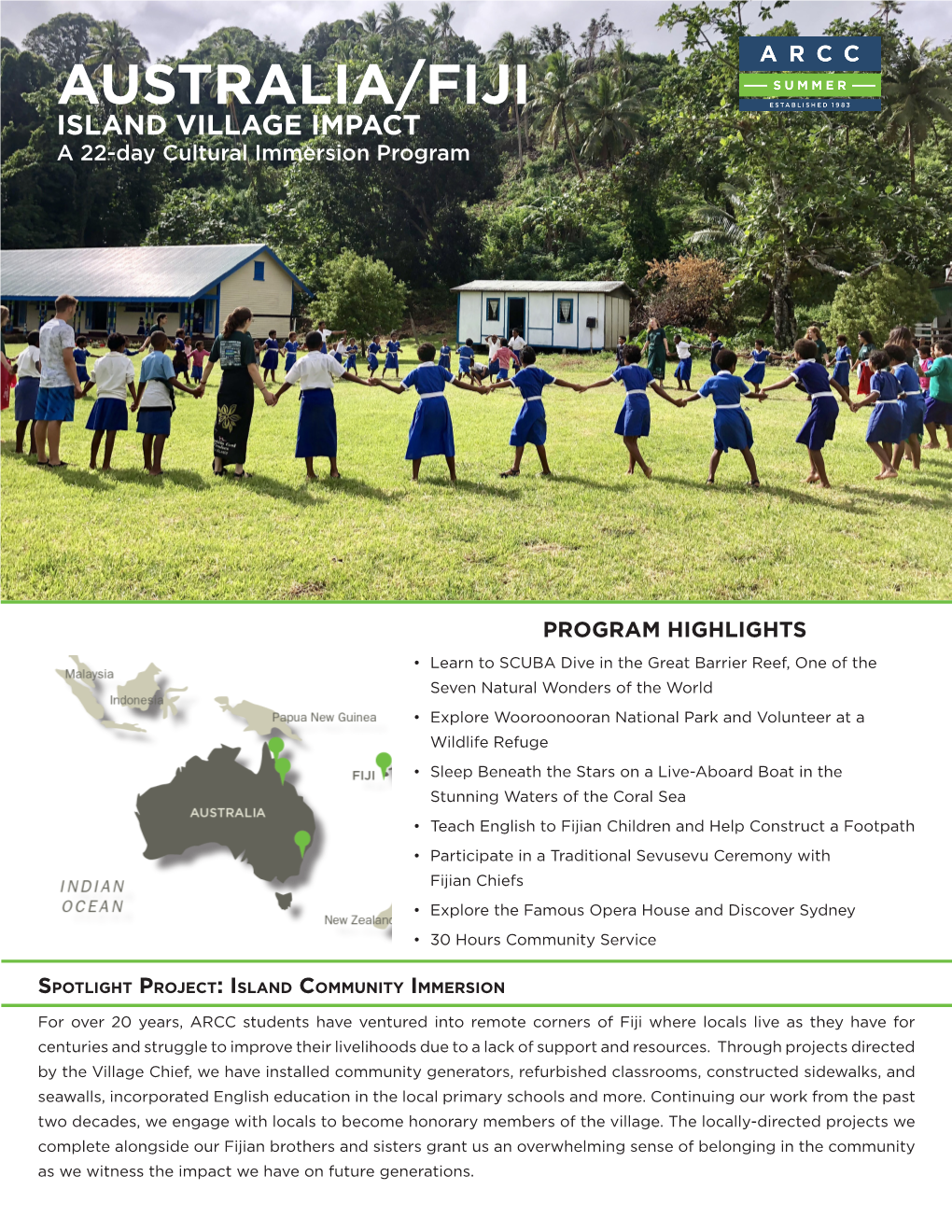 AUSTRALIA/FIJI ISLAND VILLAGE IMPACT a 22-Day Cultural Immersion Program