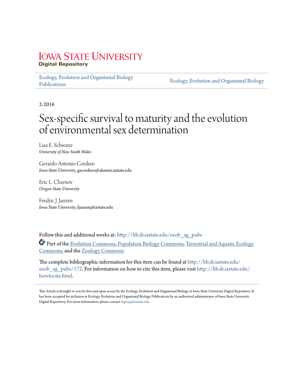 Sex-Specific Survival to Maturity and the Evolution of Environmental Sex Determination