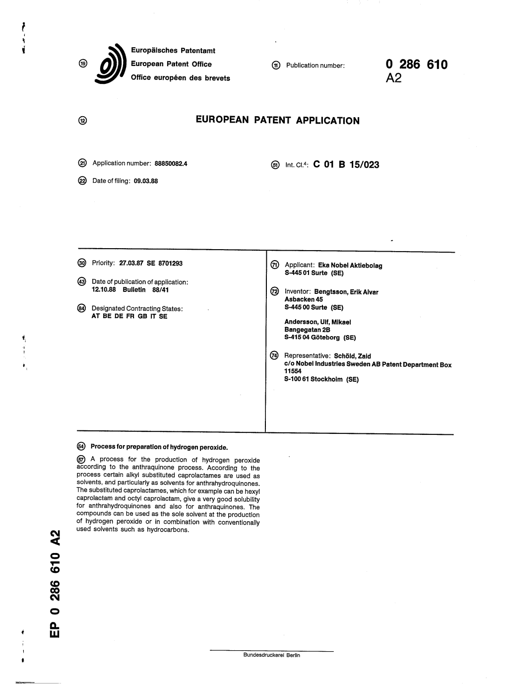 Process for Preparation of Hydrogen Peroxide