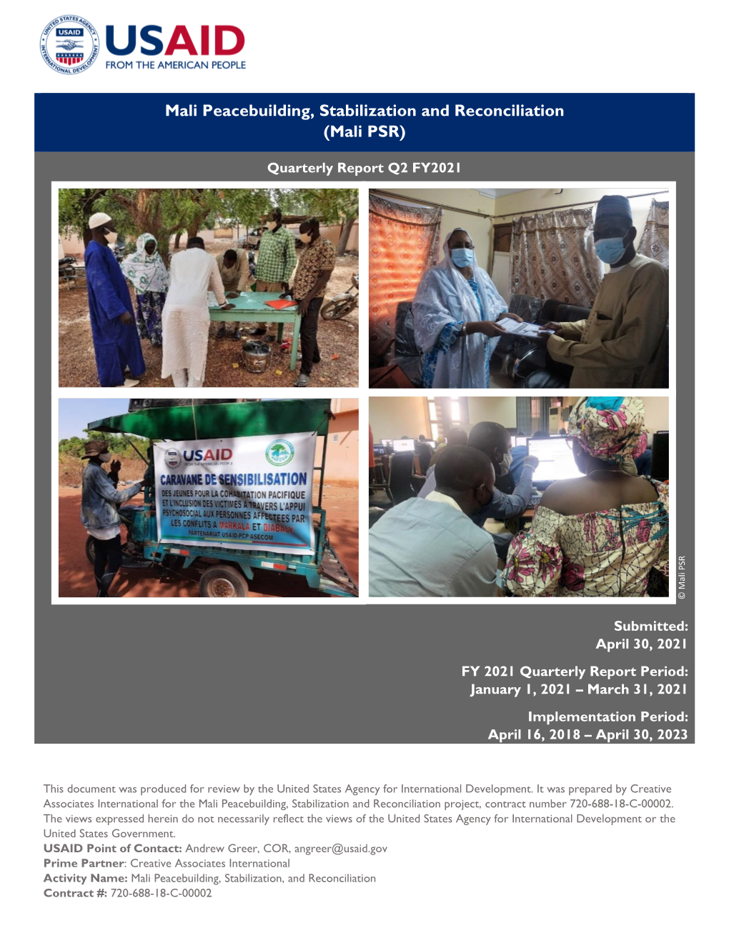 Mali Peacebuilding, Stabilization and Reconciliation (Mali PSR)