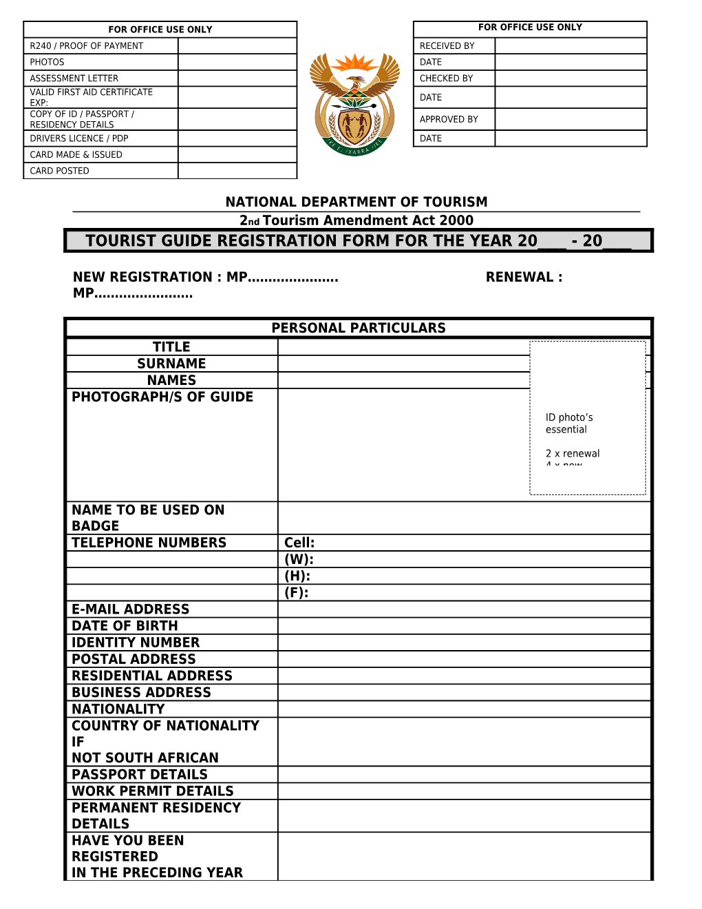 Department of Environmental Affairs & Tourism