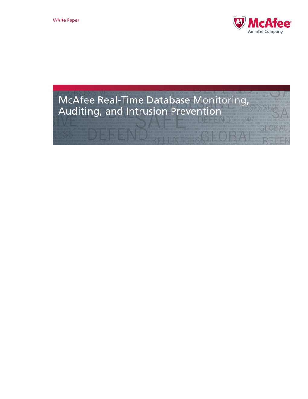 Mcafee Real-Time Database Monitoring, Auditing, and Intrusion