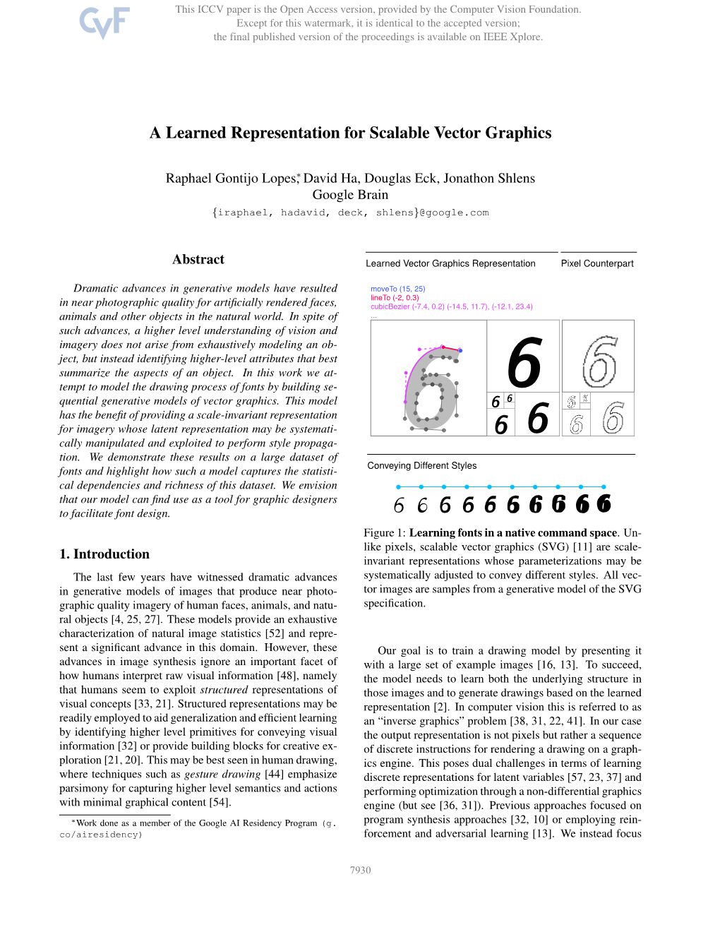 A Learned Representation for Scalable Vector Graphics