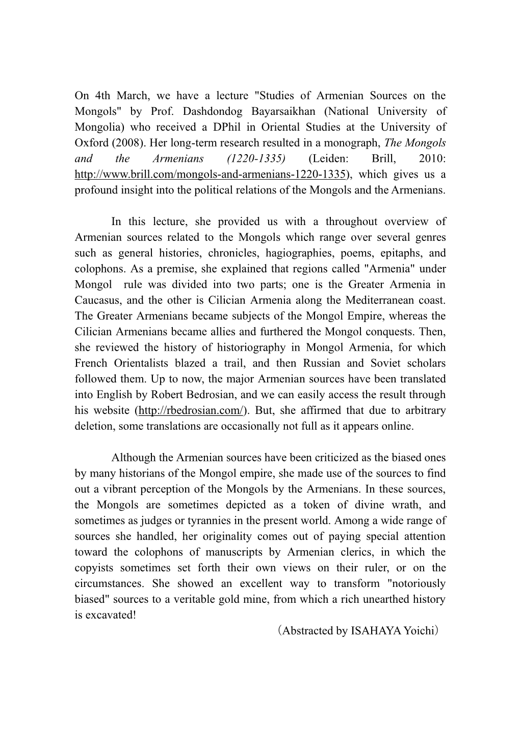 By Prof. Dashdondog Bayarsaikhan (National University of Mongolia) Who Received a Dphil in Oriental Studies at the University of Oxford (2008)
