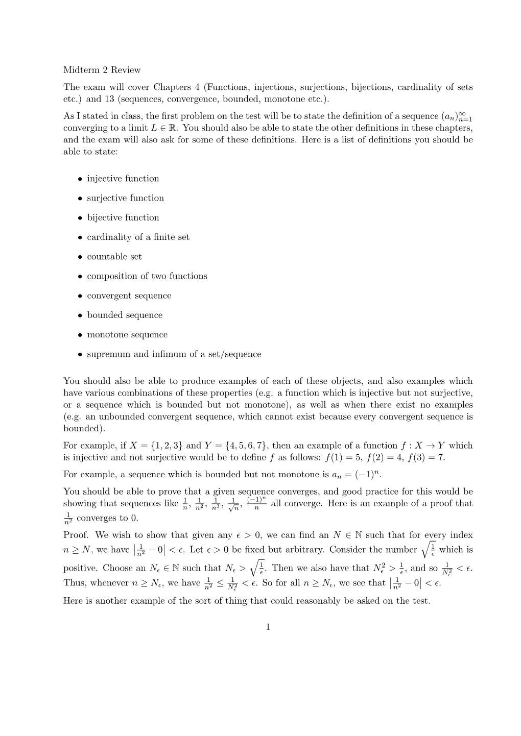 Midterm 2 Review the Exam Will Cover Chapters 4 (Functions