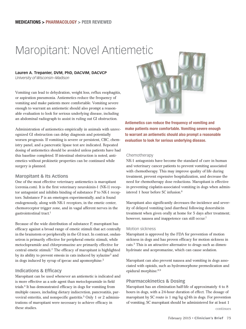 Maropitant: Novel Antiemetic