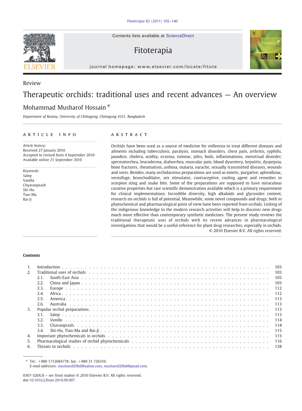 Therapeutic Orchids: Traditional Uses and Recent Advances — an Overview