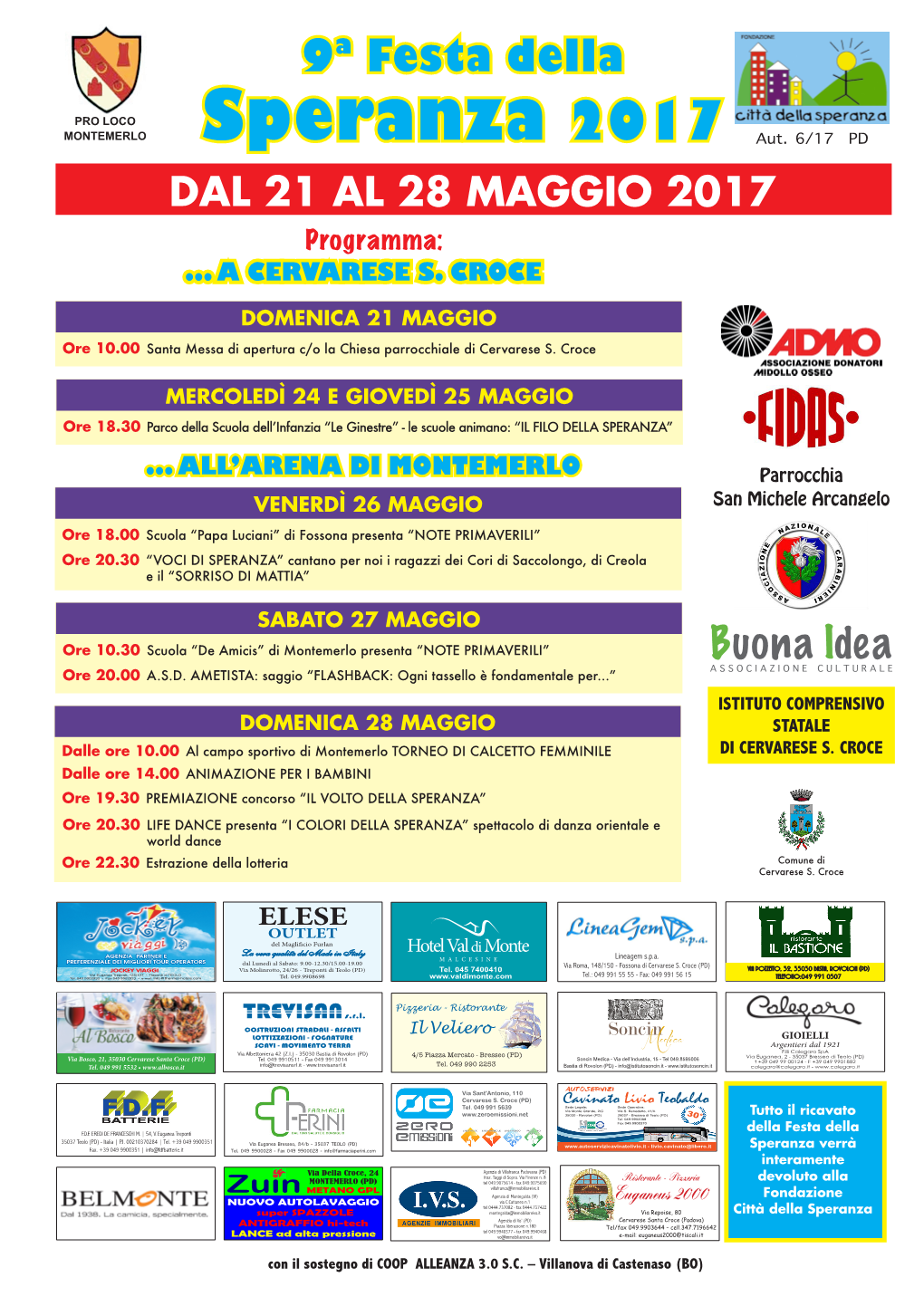 Festa Della Speranza 2017 a Cervarese Santa Croce