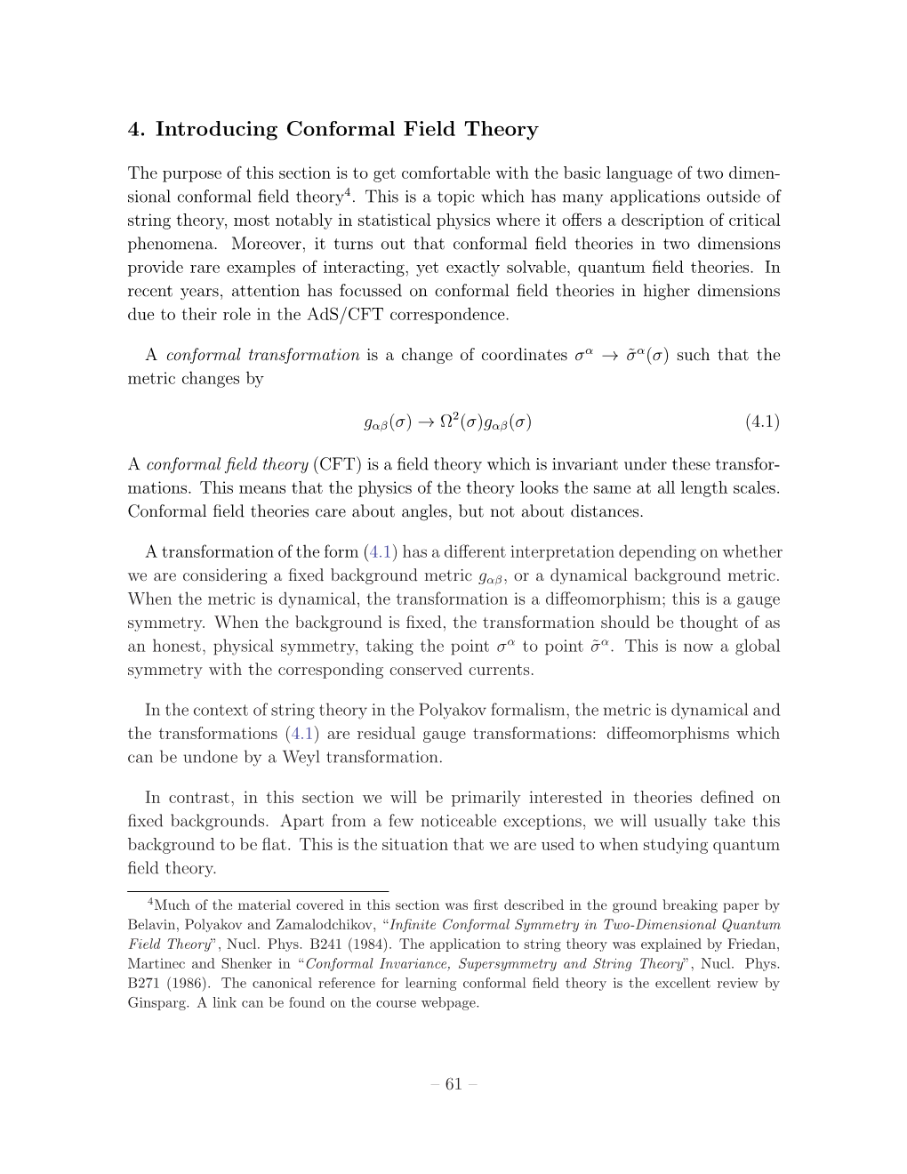 4. Introducing Conformal Field Theory