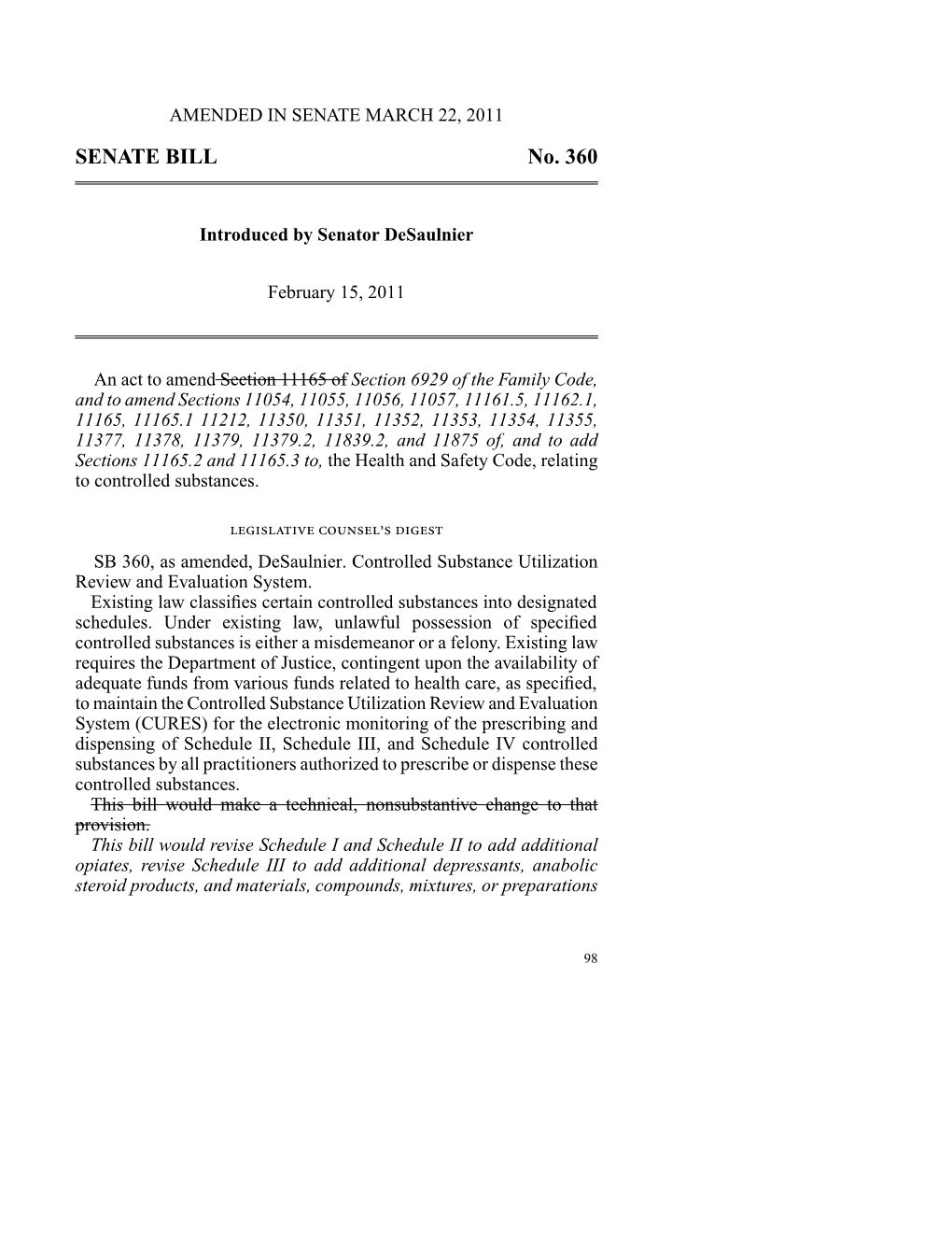 SENATE BILL No. 360