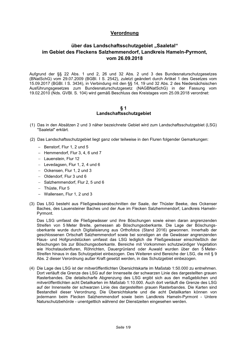 Verordnung Über Das Landschaftsschutzgebiet „Saaletal“