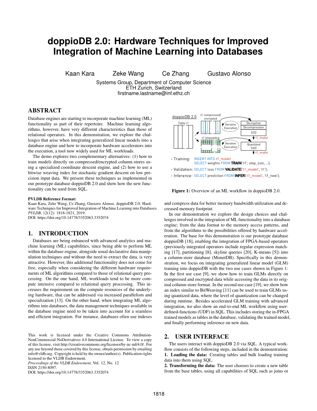 Doppiodb 2.0: Hardware Techniques for Improved Integration of Machine Learning Into Databases