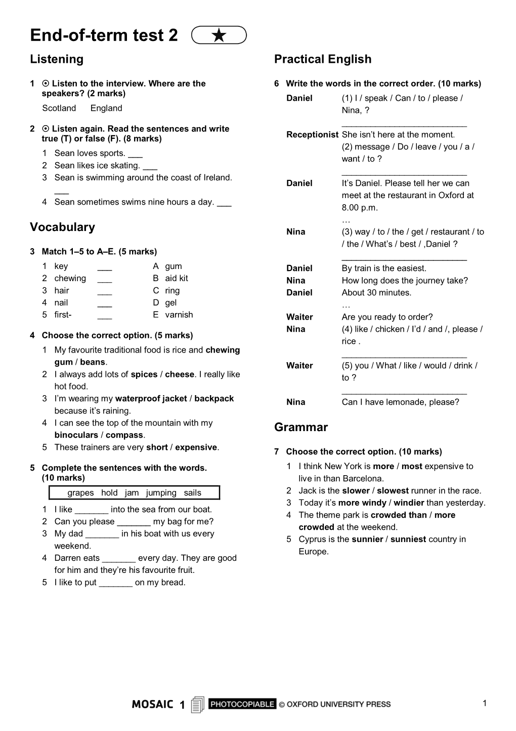 End-Of-Term Test 2 Listening Practical English