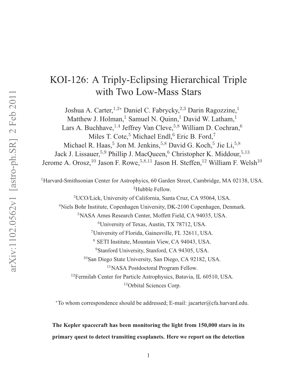 KOI-126: a Triply-Eclipsing Hierarchical Triple with Two Low